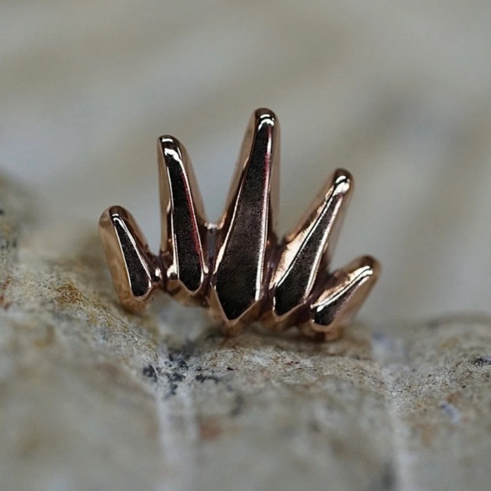 Sacred Symbols rose gold crown end threadless press fit piercing jewelry
